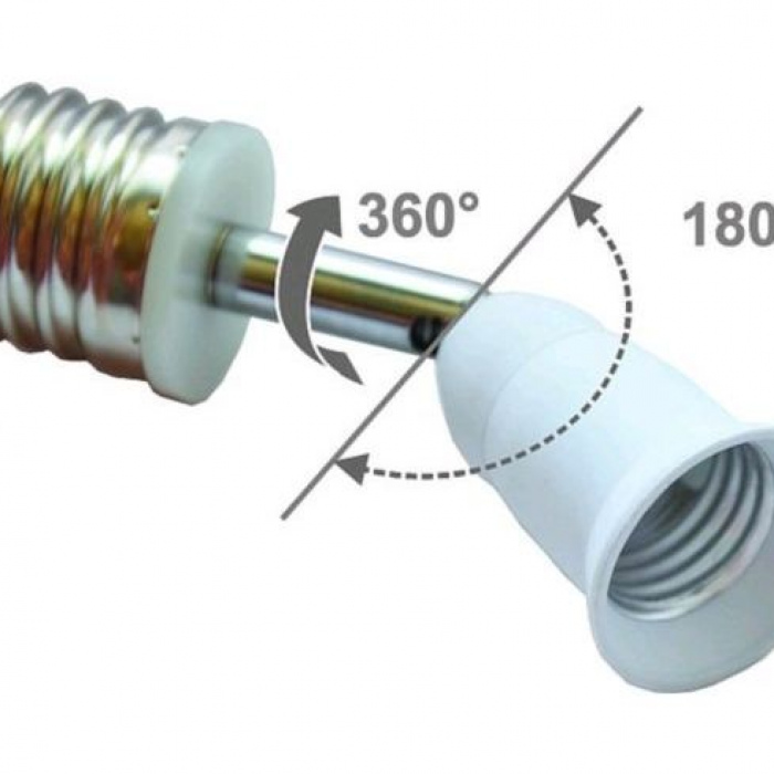 Ecola переходник с цоколя E27 на E27 на шарнире 360°/180° 45мм без выключателя Белый A7T17WEAY
