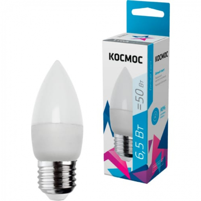 Космос свеча E27 6,5W (6W) (480lm) 4500K 4K матов. 99x37 LkecLED6.5wCNE2745