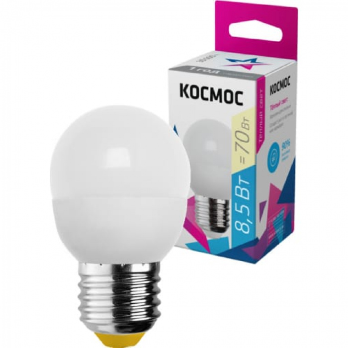 Космос шар E27 8,5W (8W) (720lm) 3000K 2K матов. 82x45 LkecLED8.5wGL45E2730