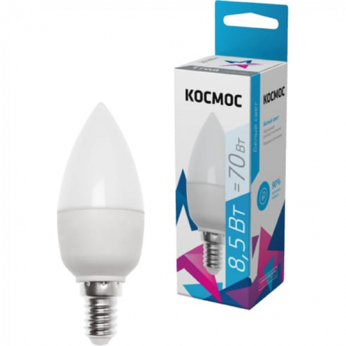 Космос свеча E14 8,5W (8W) (740lm) 4500K 4K матов. 99x37 LkecLED8.5wCNE1445
