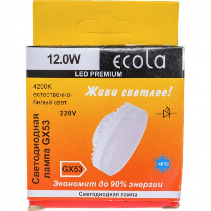Ecola GX53 св/д 12W 4200K 4K 27x75 матов. Premium T5UV12ELC