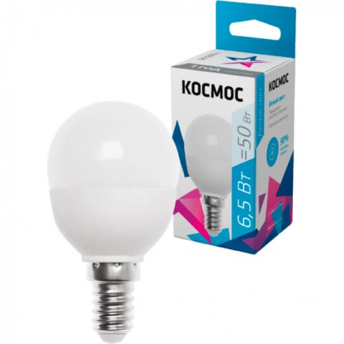 Космос шар E14 6,5W (6W) (480lm) 4500K 4K матов. 79x45 LkecLED6.5wGL45E1445
