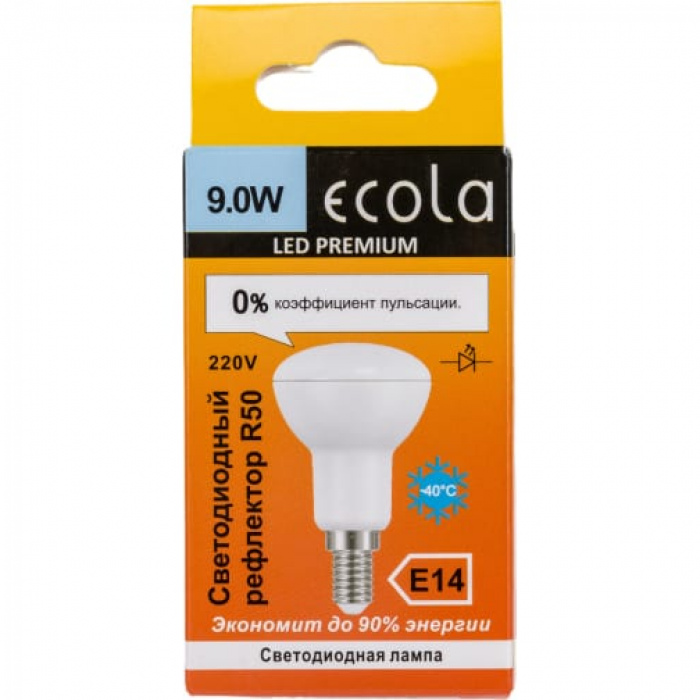 Ecola R50 E14 9W 6000K 6K 87x50 пласт./алюм. Premium G4PD90ELC
