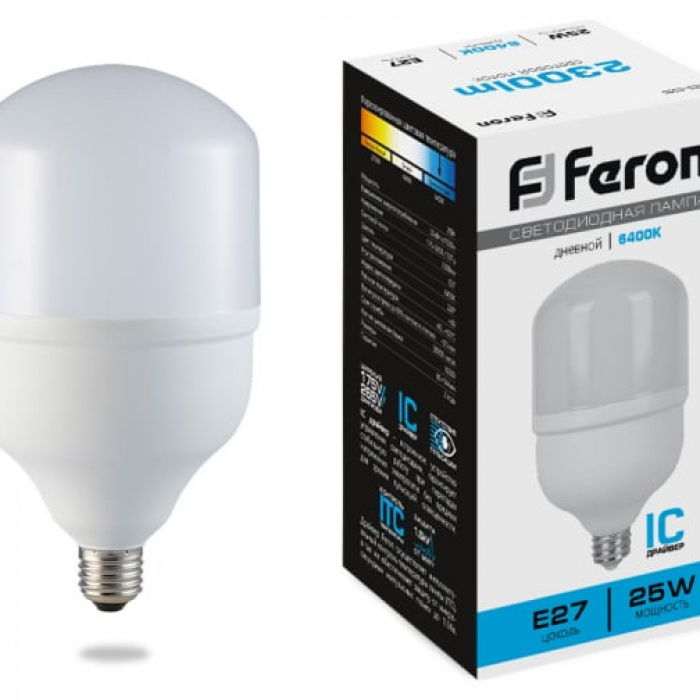 Feron лампа св/д высокомощн. E27-E40 25W(2300lm) 6400K 6K 144x80 LB-65 25887